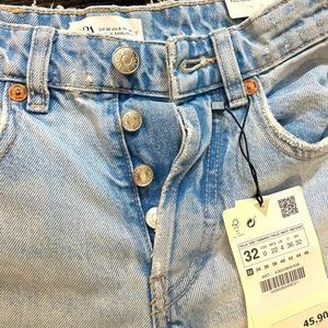ZARA WOMENS JEANS, size 32 waist , mid -rise, full length, NWT, smoke free